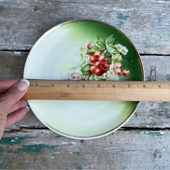 Antique Three Crowns CHERRIES Decorative Plate Fruit Salad Plate German - Picture 7 of 7